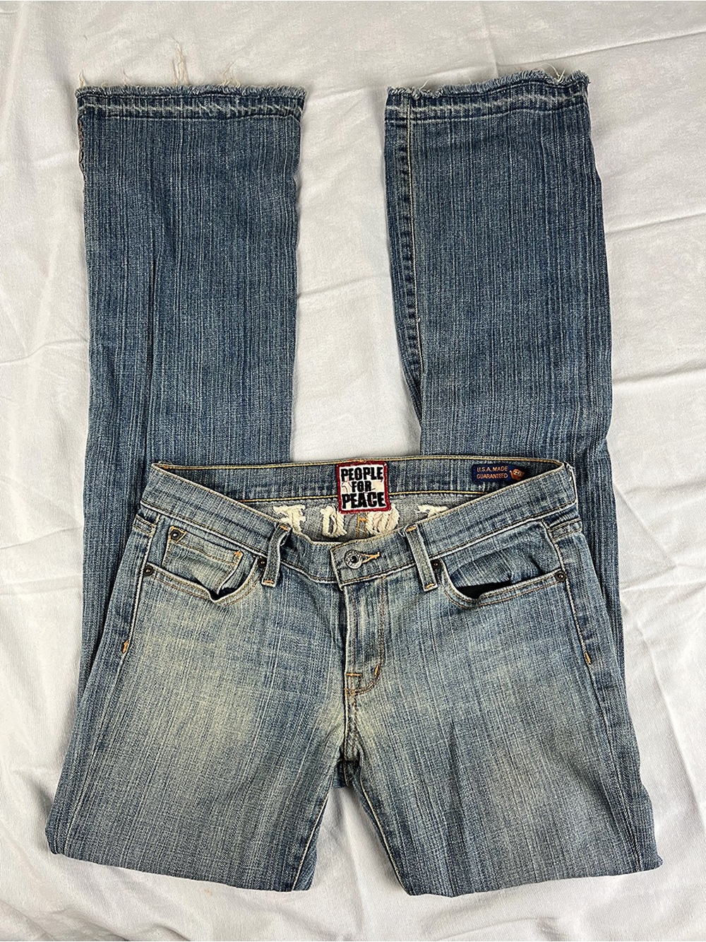 People for Peace Y2K Butterfly Embroidered Low Rise Bootcut Jeans